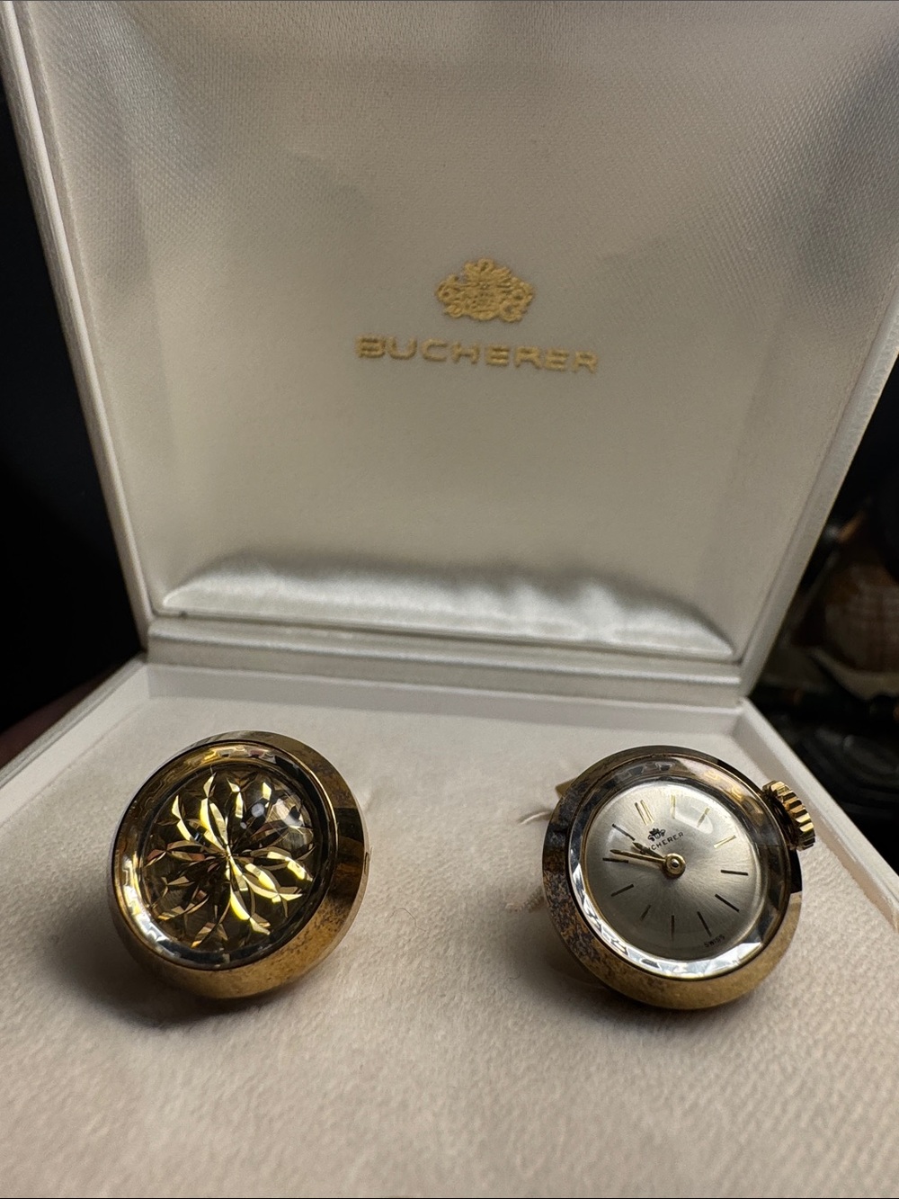 Bucherer Gold Tone Men's Watch Cufflink Set with Original Box